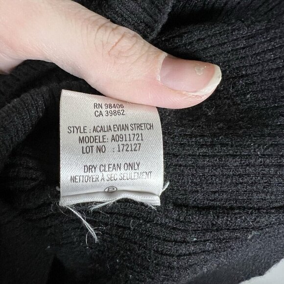 Theory V Neck Knit Sweater Merino Wool Long Sleeve Wool Fitted Petite Black Zip - Picture 9 of 10